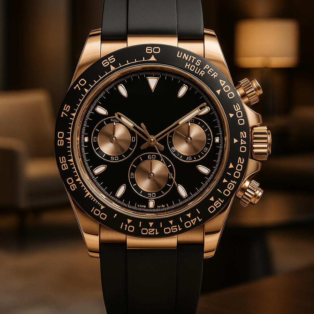 Montre chronographe VK63 cadran noir acier inoxydable 316L haute précision face