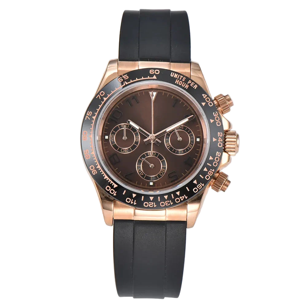 Montre chronographe VK63 cadran marron acier inoxydable 316L haute précision