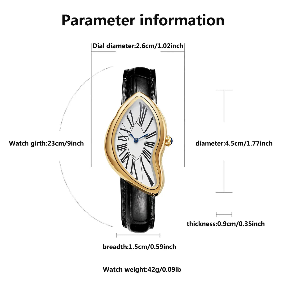 Dali Crash  Watches for Men and Women  Leather Strap Quartz Wristcwatches 