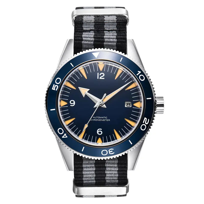 Montre automatique Astra 41 cadran bleu mouvement NH35 verre saphir