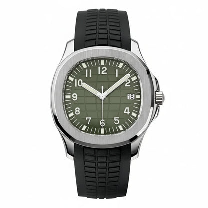 40MM Olive Green NH35 Automatic Mechanical Watch for Men Sapphire Crystal Wristwatch 100M Waterproof Rubber Strap