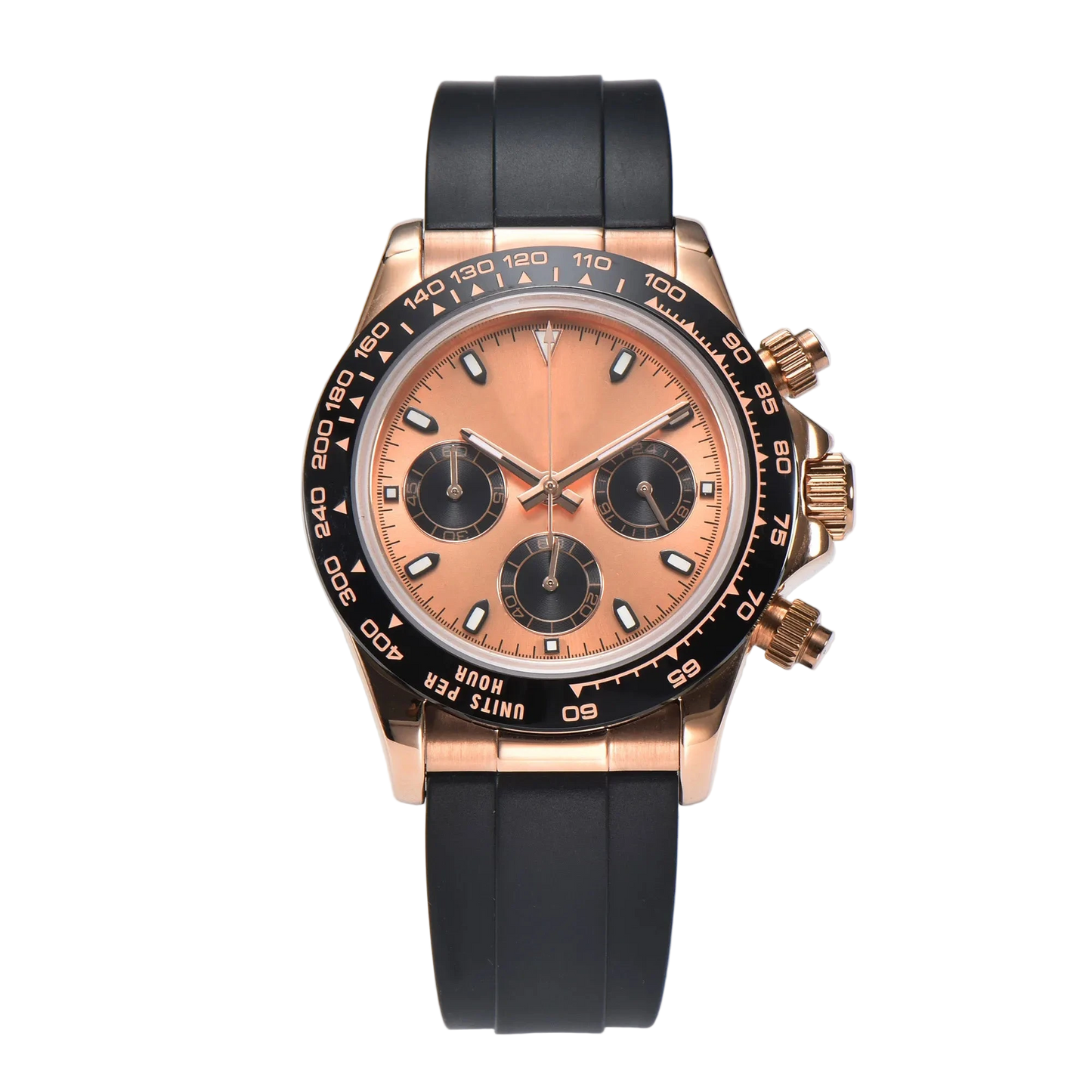 Montre chronographe VK63 cadran orange acier inoxydable 316L haute précision