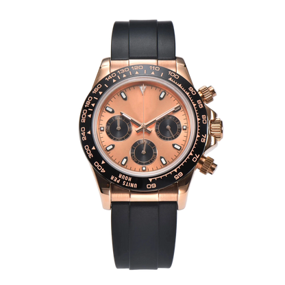 Montre chronographe VK63 cadran orange acier inoxydable 316L haute précision